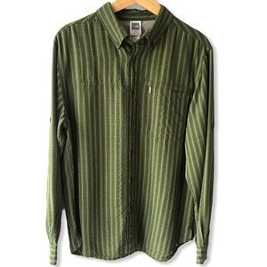 The North Face Green Striped Button Down Sz M